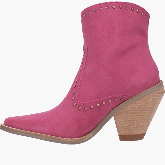 DINGO Fuchsia Pink Suede Studded Classy N Sassy Pointed Toe Western Boot NEW - Picture 4 of 13